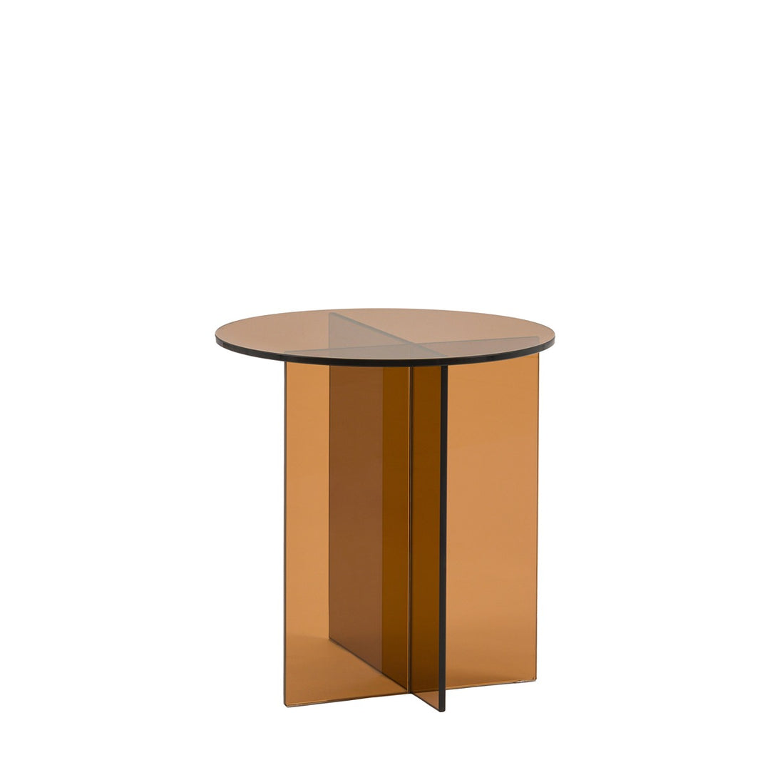 Parioli Glass Round Side Table - Bronze
