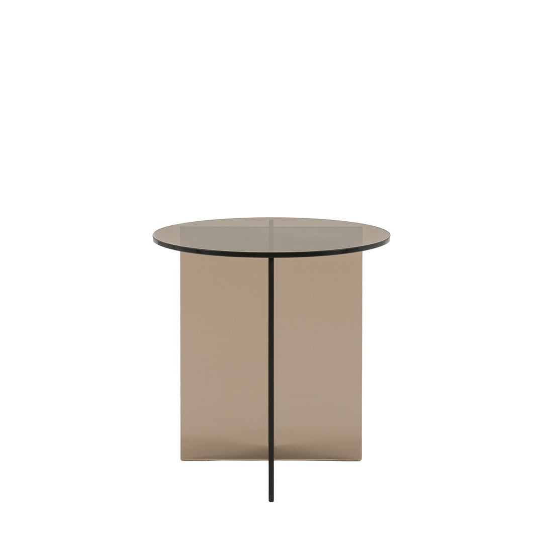 Parioli Glass Round Side Table - Charcoal
