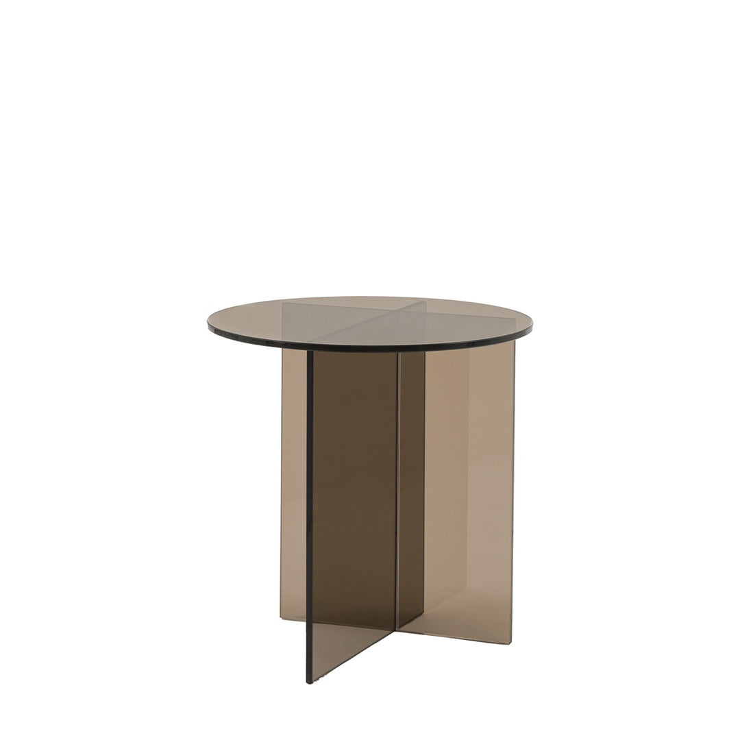 Parioli Glass Round Side Table - Charcoal