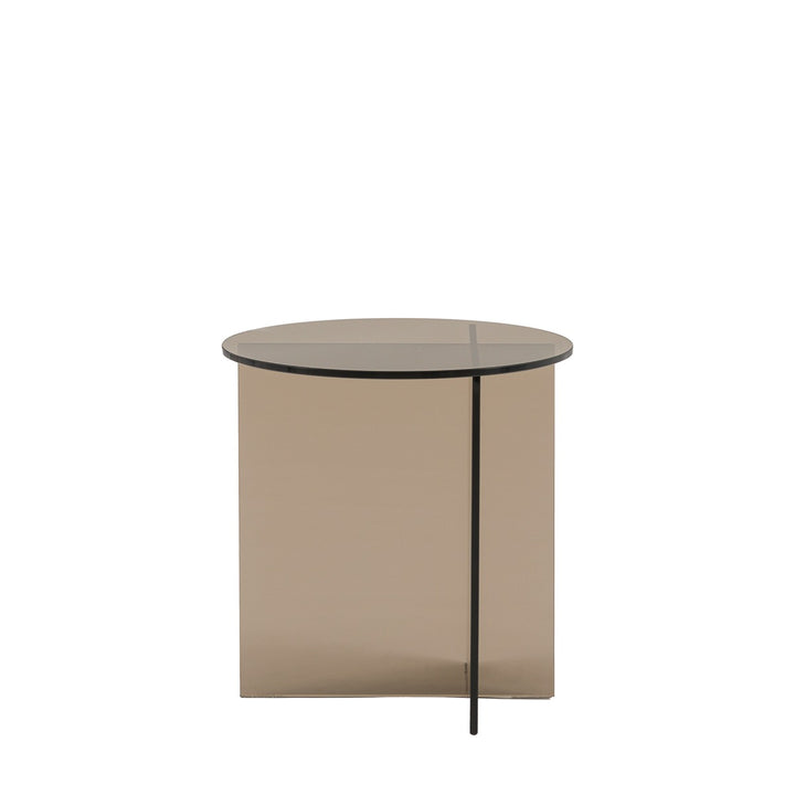 Parioli Glass Round Side Table - Charcoal