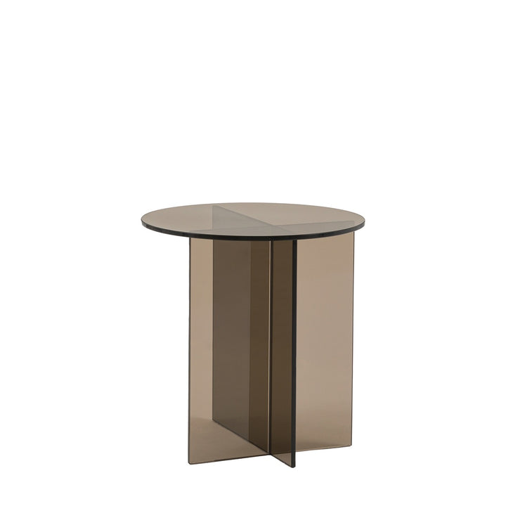 Parioli Glass Round Side Table - Charcoal