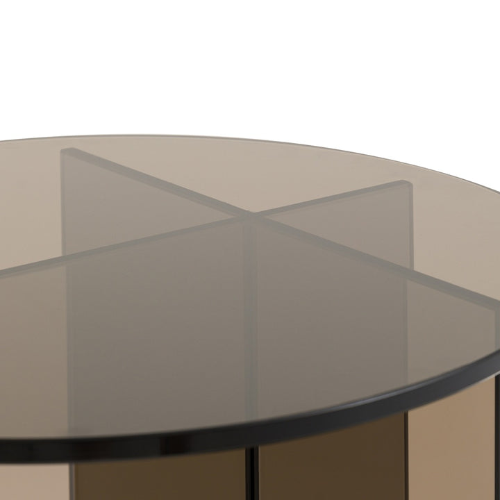 Parioli Glass Round Side Table - Charcoal