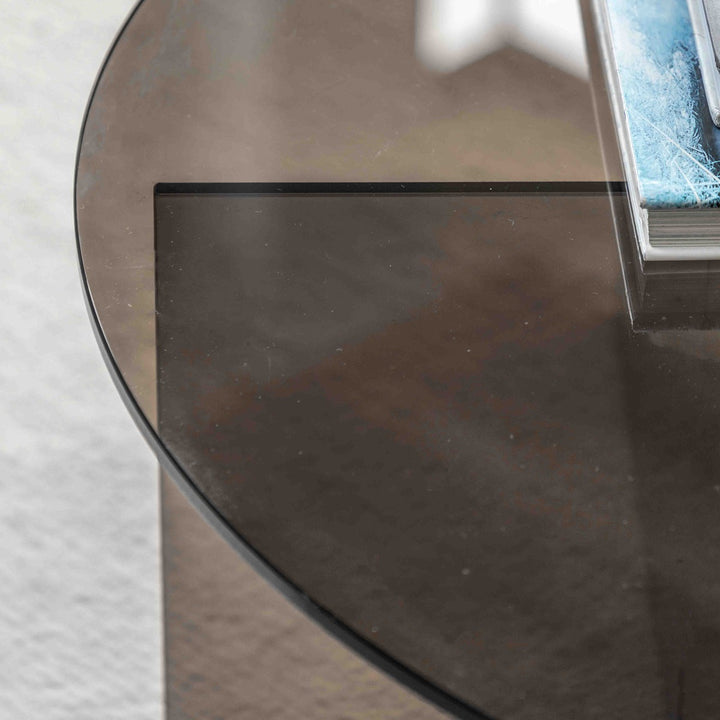 Parioli Glass Round Coffee Table - Charcoal