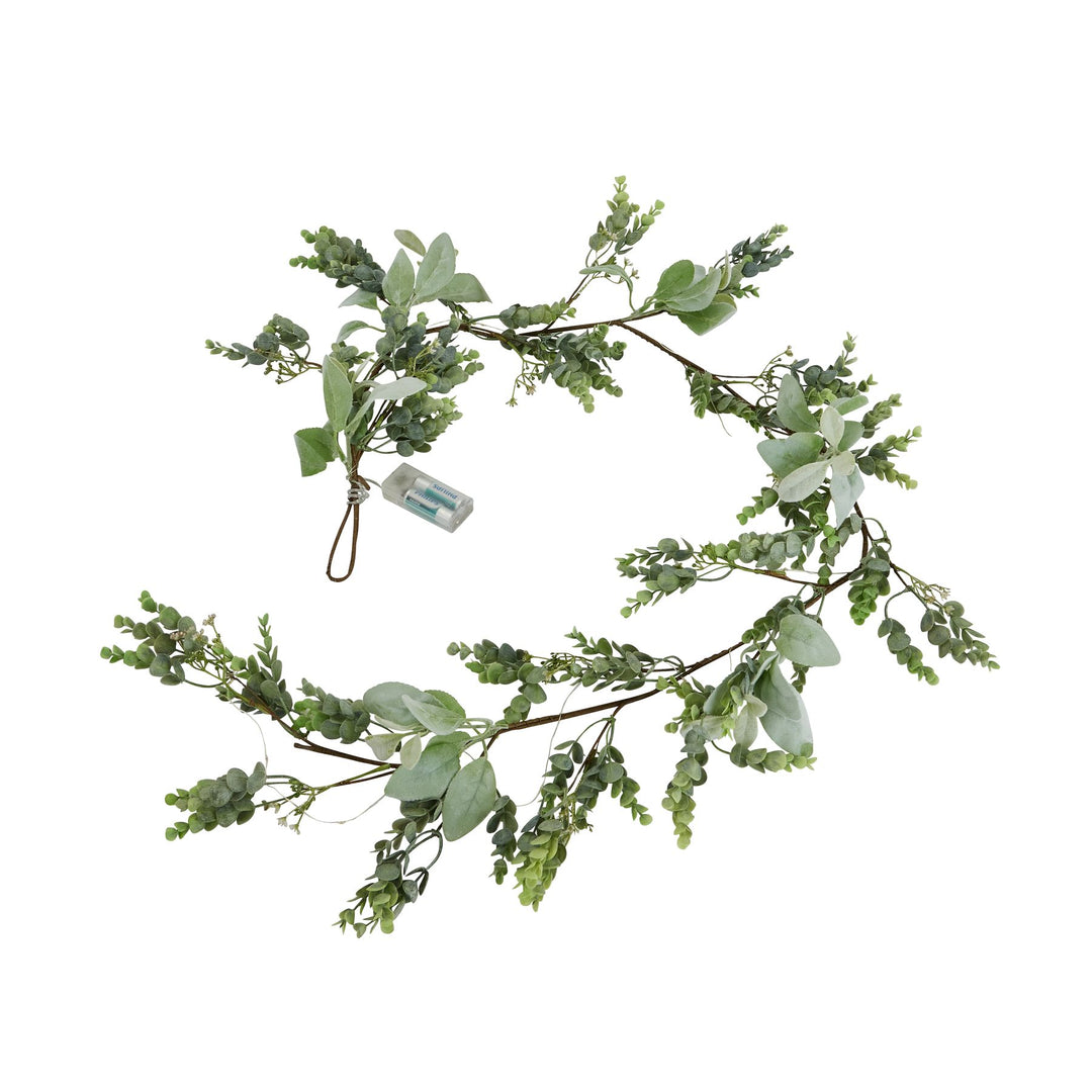 Eucalyptus And Lambs Ear LED Winter Garland Hill 3