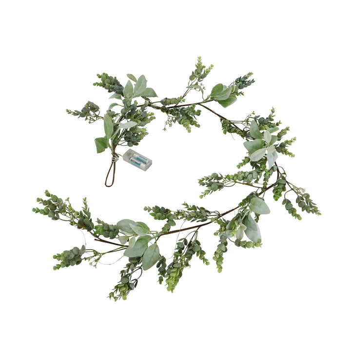 Eucalyptus And Lambs Ear LED Winter Garland Hill 3