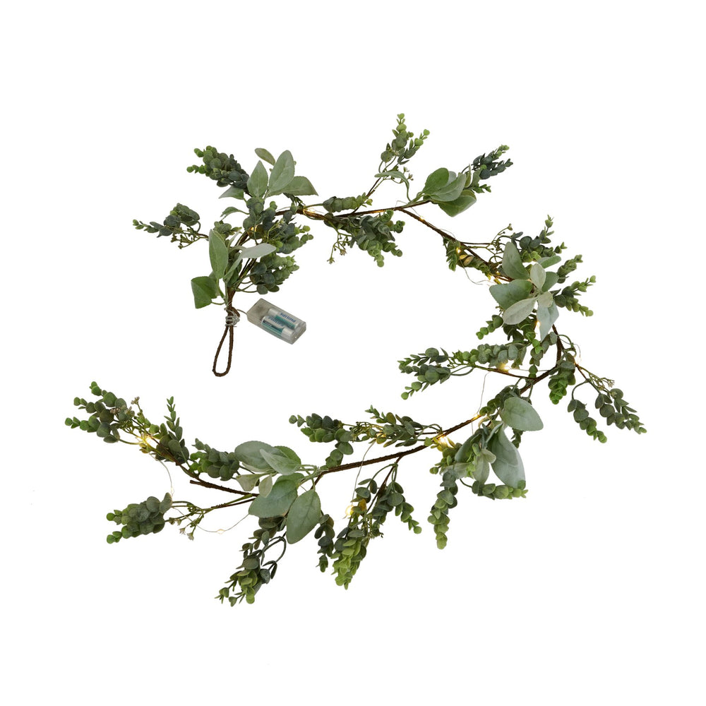 Eucalyptus And Lambs Ear LED Winter Garland Hill 2