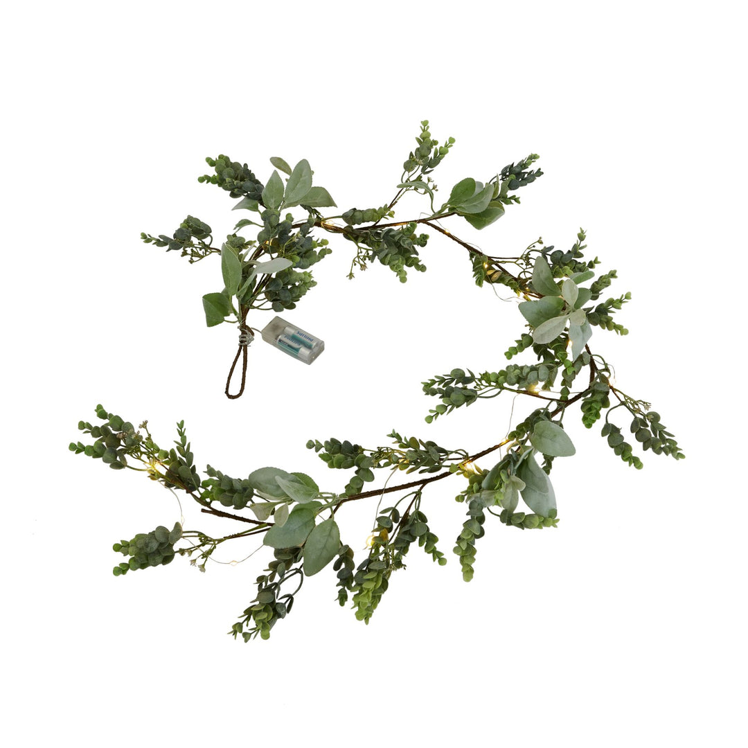 Eucalyptus And Lambs Ear LED Winter Garland Hill 2