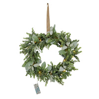 Hill Interiors LED Winter Wreath with Eucalyptus and Lambs Ear