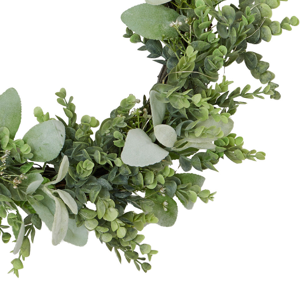 Hill Interiors LED Winter Wreath with Eucalyptus and Lambs Ear