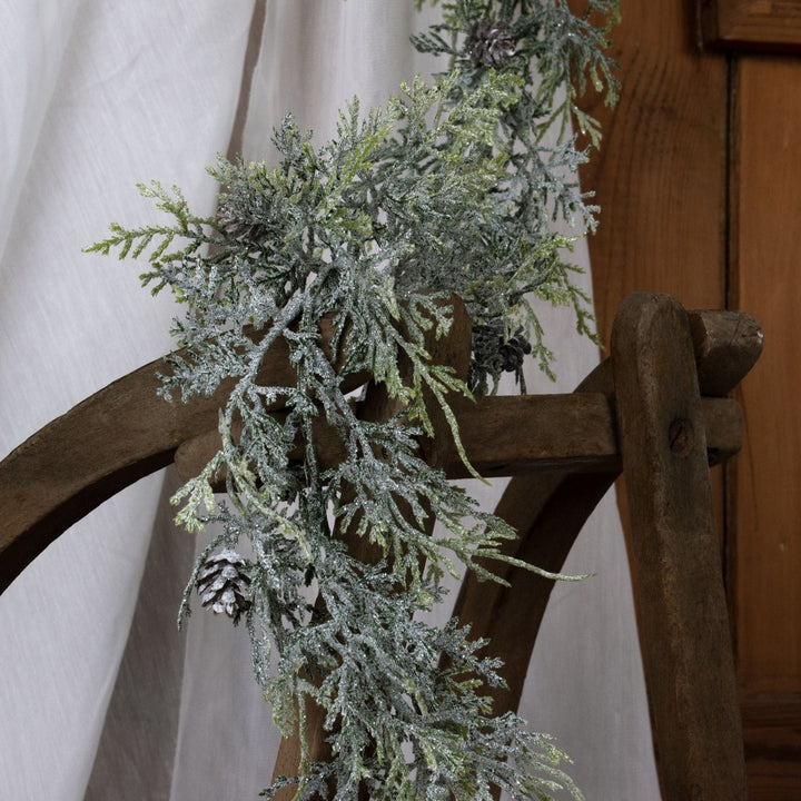 Frosted Pine Garland With Pinecones Hill 1