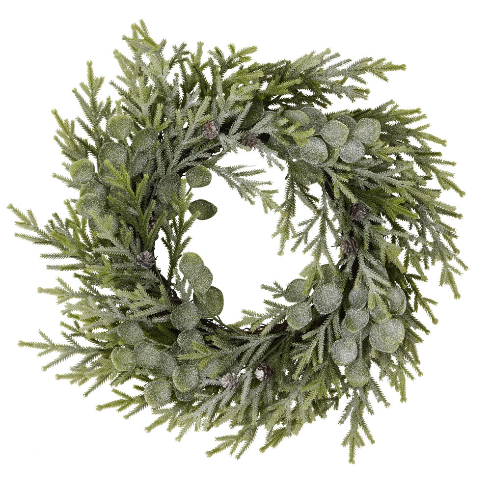 Hill Interiors Frosted Pine and Eucalyptus Wreath