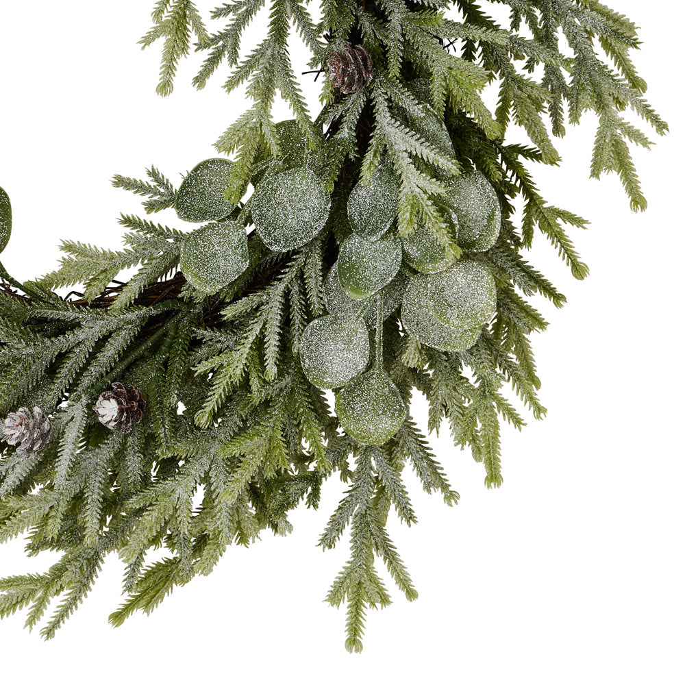 Hill Interiors Frosted Pine and Eucalyptus Wreath