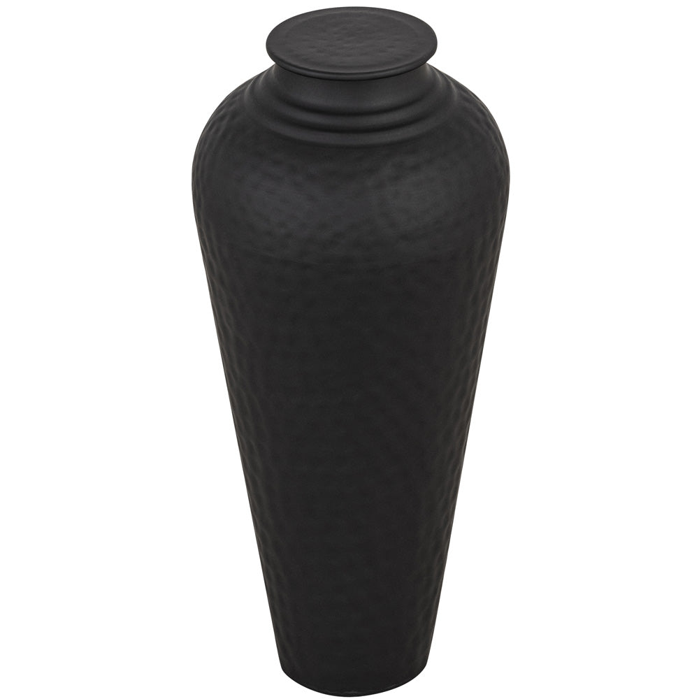 Hill Interiors Matt Black Hammered Vase With Lid