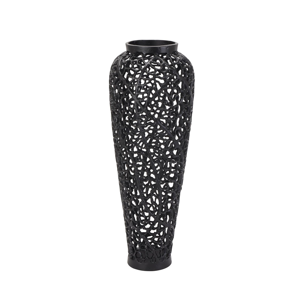 Hill Interiors Black Cast Lattice Vase