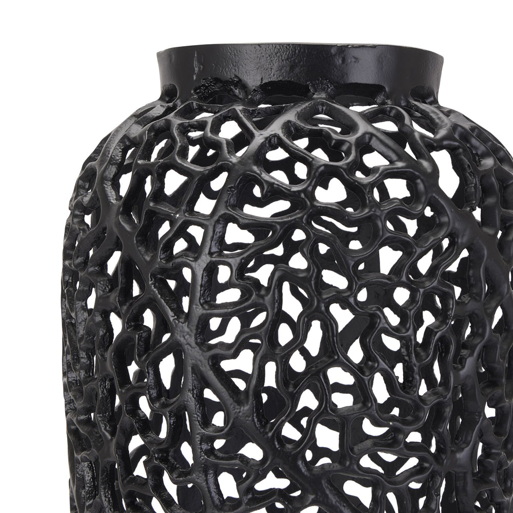 Hill Interiors Black Cast Lattice Vase