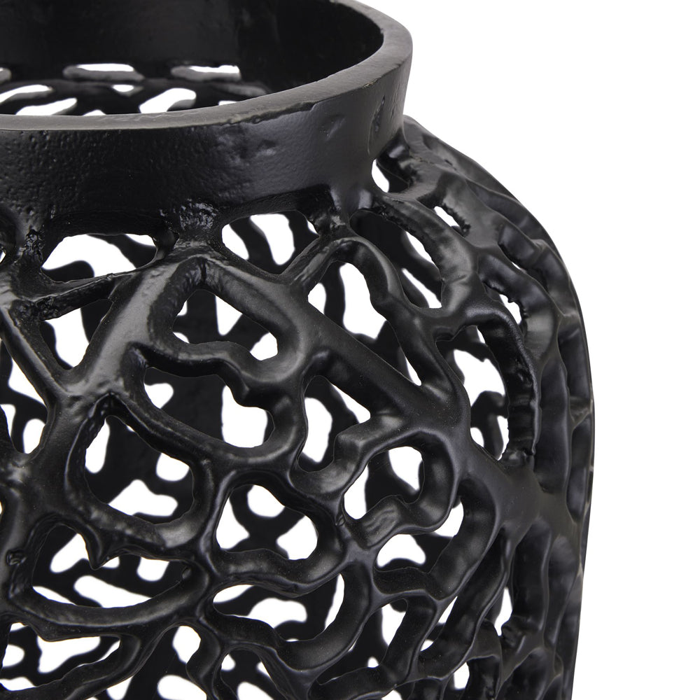 Hill Interiors Black Cast Lattice Vase