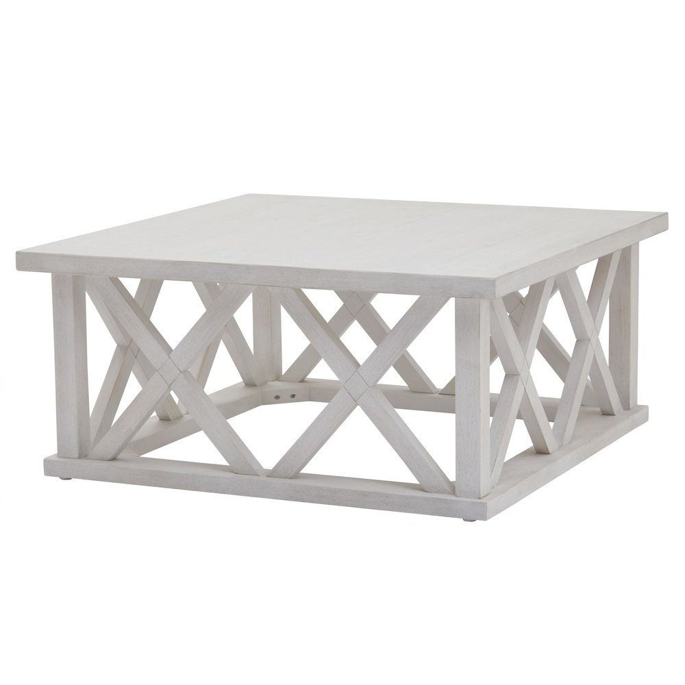  Hill-Hill Interiors Stamford Plank Collection Square Coffee Table-White 405 