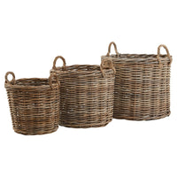 Hill Interiors Set of 3 Kubu Rattan Round Storage Baskets