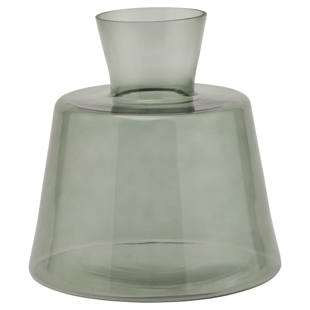 Hill Interiors Smoked Glass Ellipse Vase in Sage