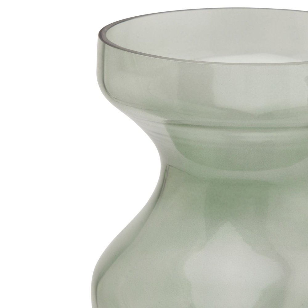  Hill-Hill Interiors Smoked Glass Fluted Vase in Sage-Green 445 