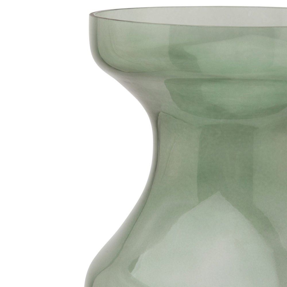 Hill Interiors Smoked Glass Fluted Vase in Sage