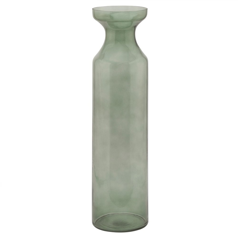 Hill Interiors Smoked Glass Fluted Vase in Sage