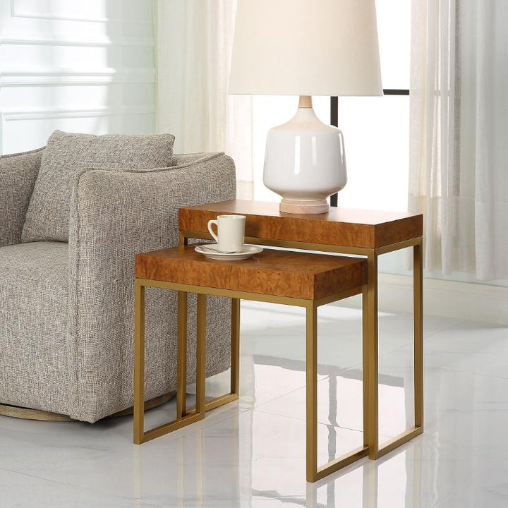 Burl-esque Set of 2 Wooden Nesting Tables