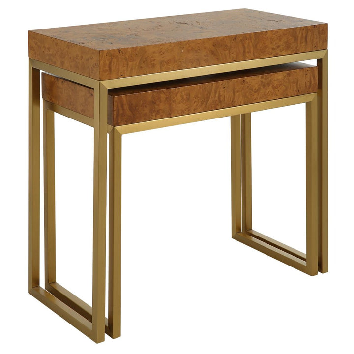 Burl-esque Set of 2 Wooden Nesting Tables