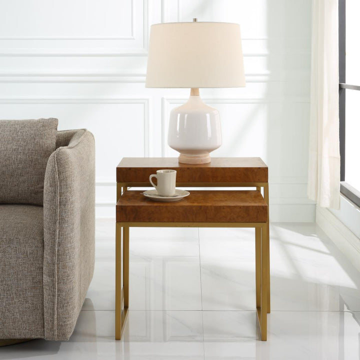 Burl-esque Set of 2 Wooden Nesting Tables