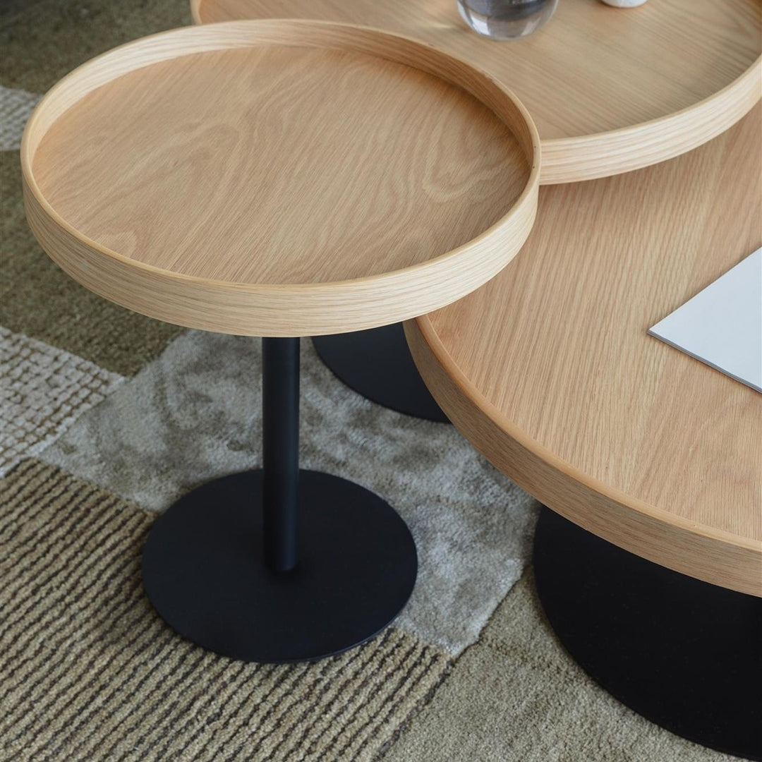 Yuri Round Side Table - Oak & Black Zuiver 2