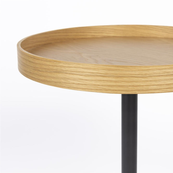 Yuri Round Side Table - Oak & Black Zuiver 3