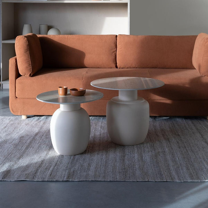 Karula Low Round Side Table - Beige Zuiver 3