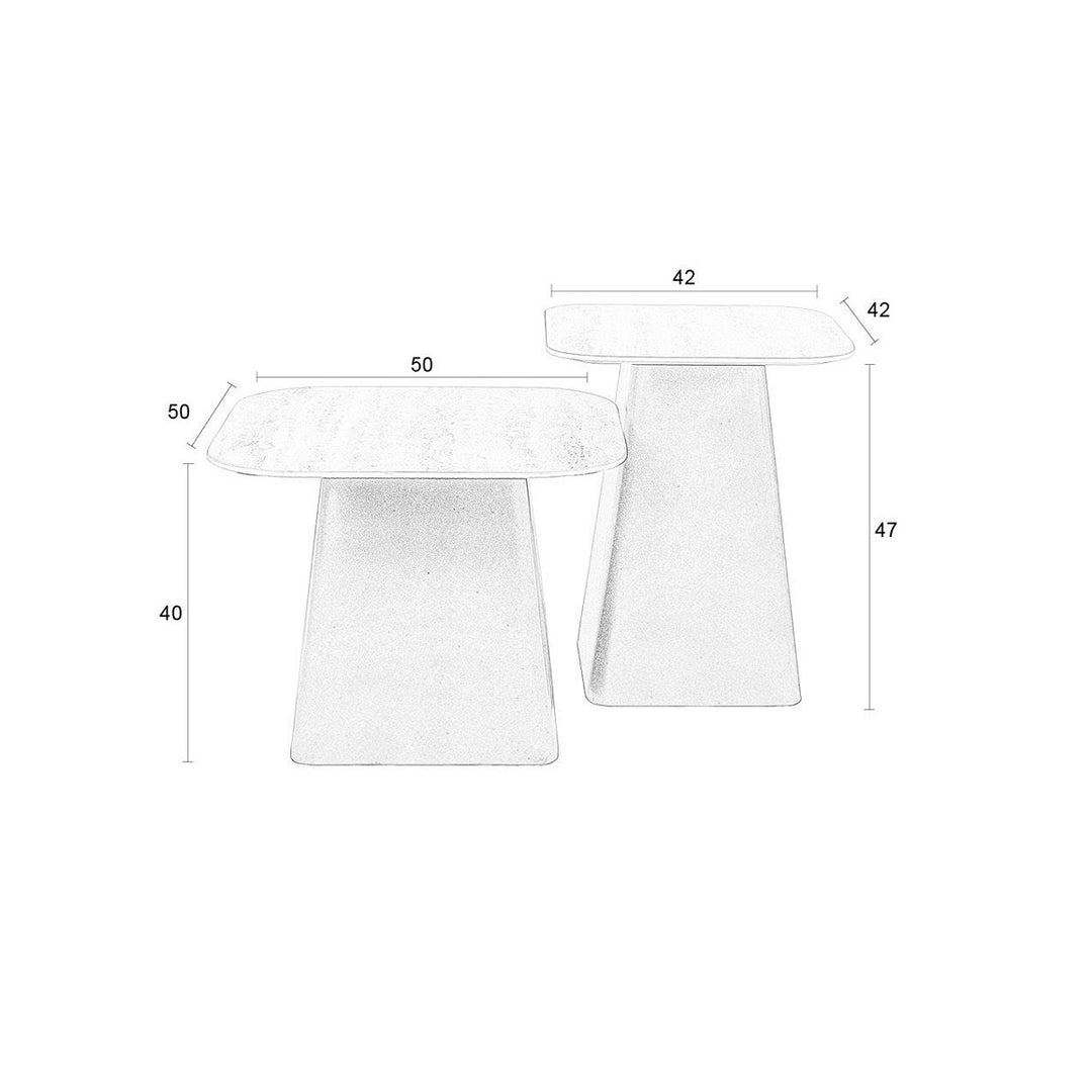 Baru Set of 2 Square Side Tables - Black & Beige Zuiver 8