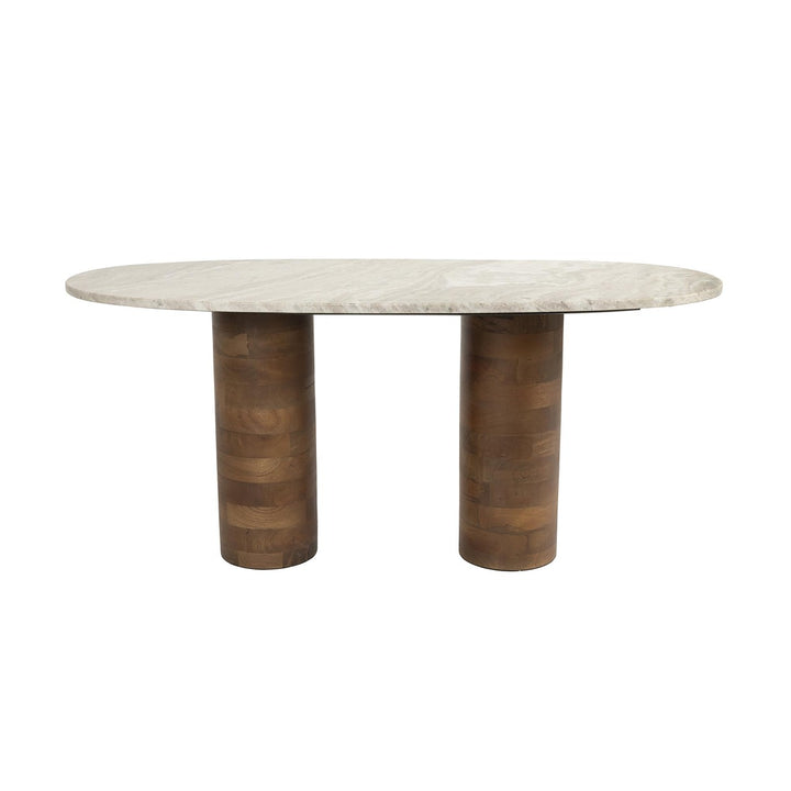 Kouk Oval Coffee Table - Marble & Mango Wood Zuiver 1