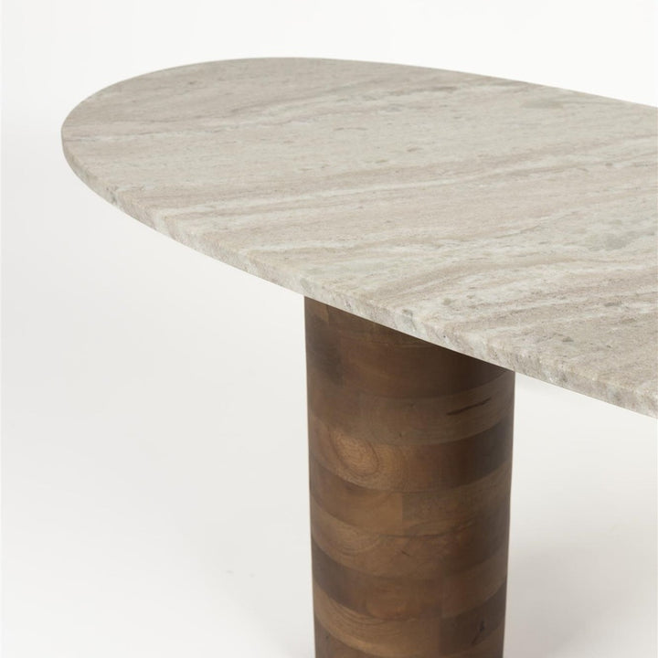 Kouk Oval Coffee Table - Marble & Mango Wood Zuiver 4