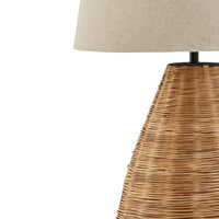 Hill Interiors Conical Wicker Table Lamp with Linen Shade