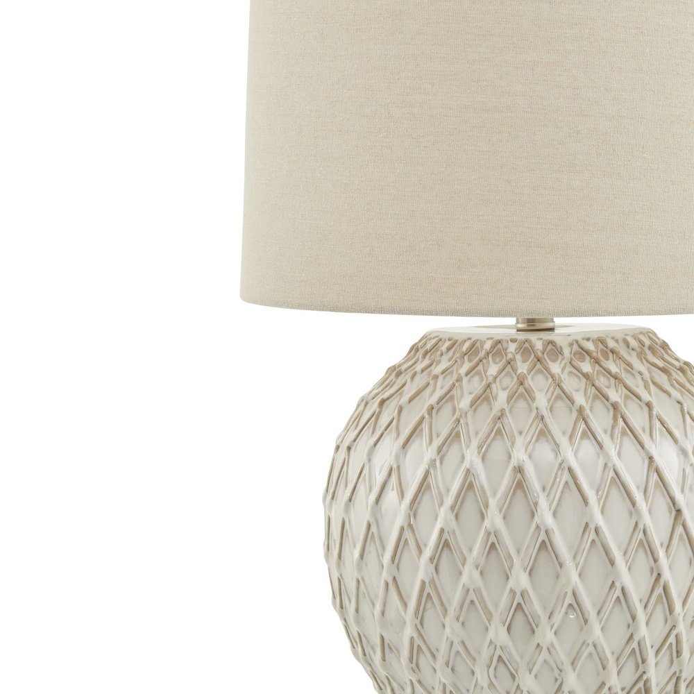 Lattice Ceramic Table Lamp with Linen Shade Hill 3