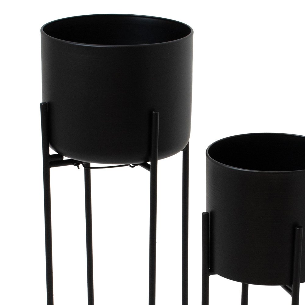 Hill Interiors Set of Two Matt Black Planters on Stand