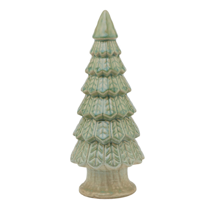 Ceramic Fir Tree Ornament with Base - Light Green Hill 1