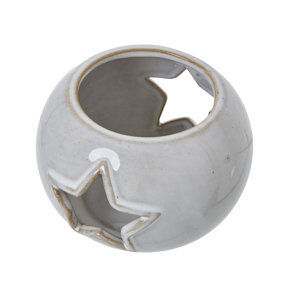 Ceramic Star Cut-Out Round Tealight Holder - White Hill 2
