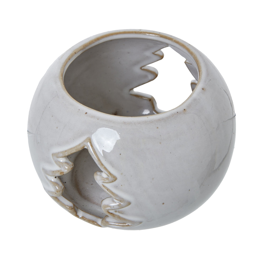 Ceramic Tree Cut-Out Round Tealight Holder - White Hill 2