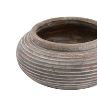 Hill Interiors Siena Brown Round Ribbed Planter