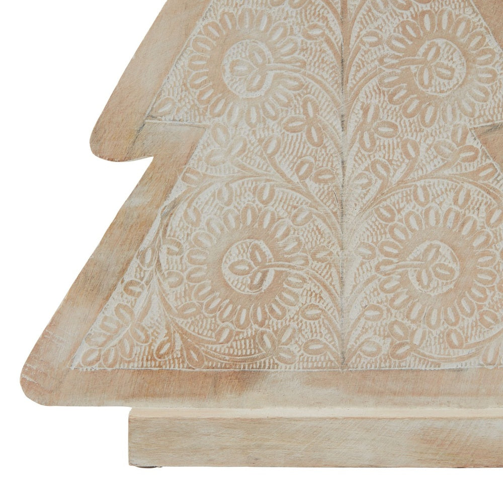 Patterned Wood Decorative Christmas Tree - White Wash Hill 2