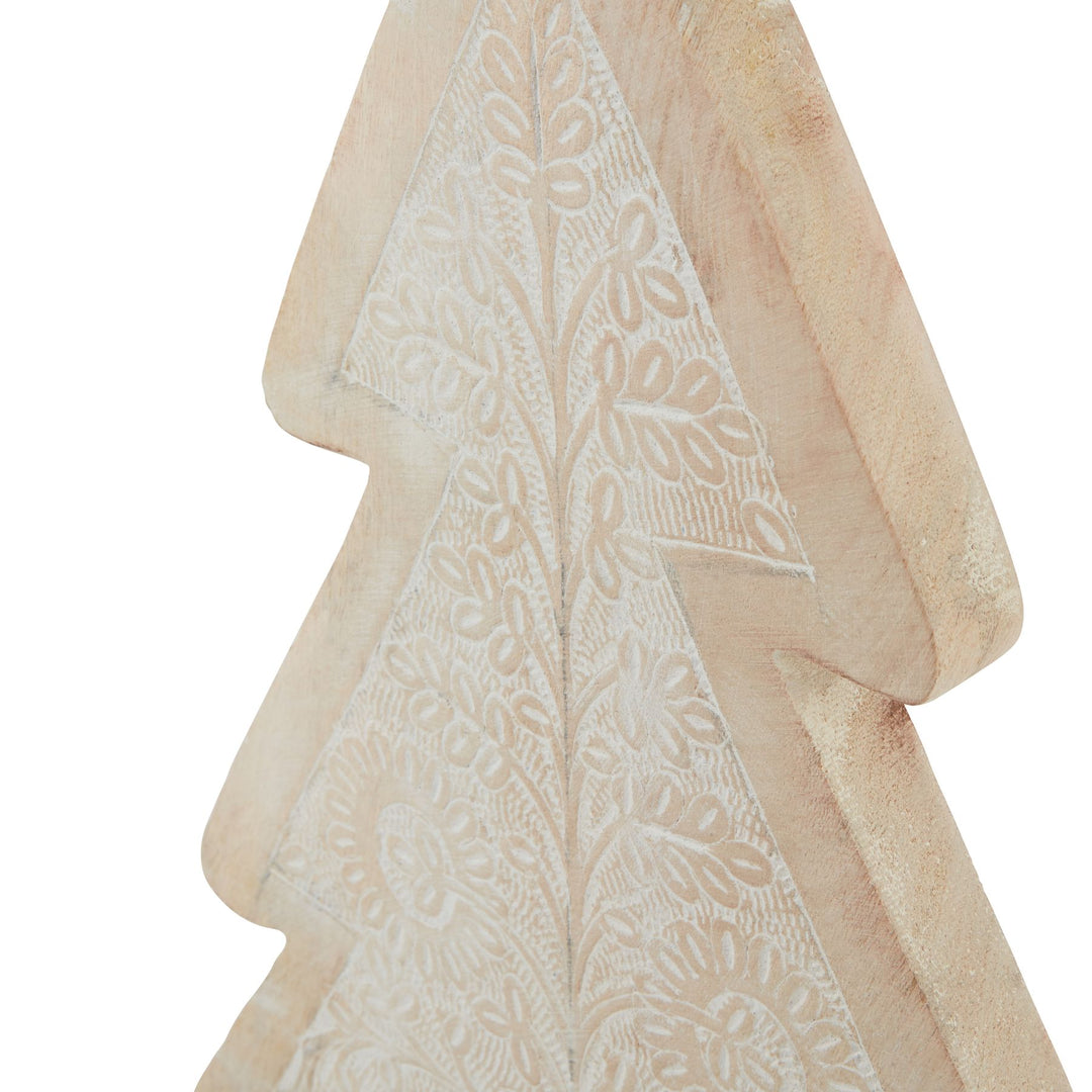 Patterned Wood Decorative Christmas Tree - White Wash Hill 3
