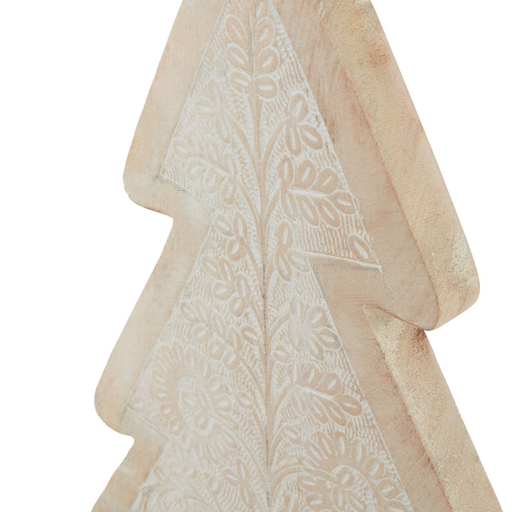Patterned Wood Decorative Christmas Tree - White Wash Hill 3