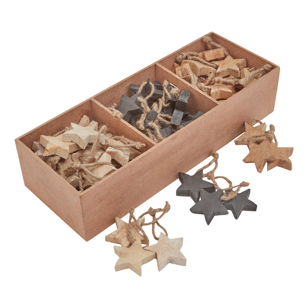 Hill Interiors Wooden Star Hanging Decorations - Pack of 90