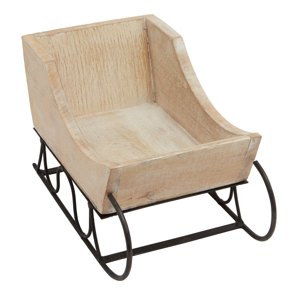 Hill Interiors Whitewash Wooden Decorative Sleigh