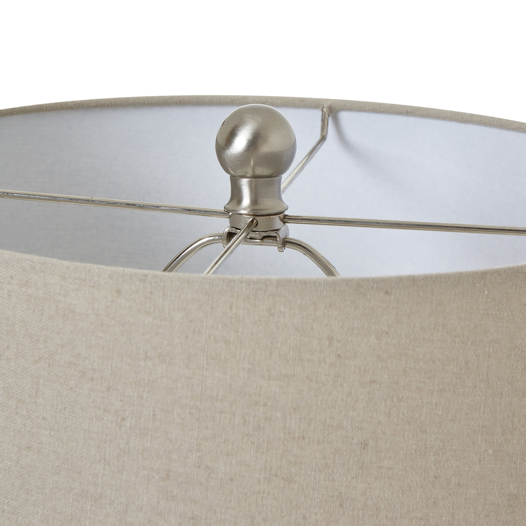 White Ceramic Ginger Jar Lamp with Linen Shade Hill 2