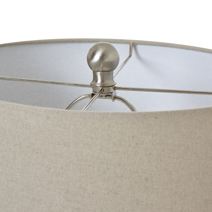 White Ceramic Ginger Jar Lamp with Linen Shade Hill 2