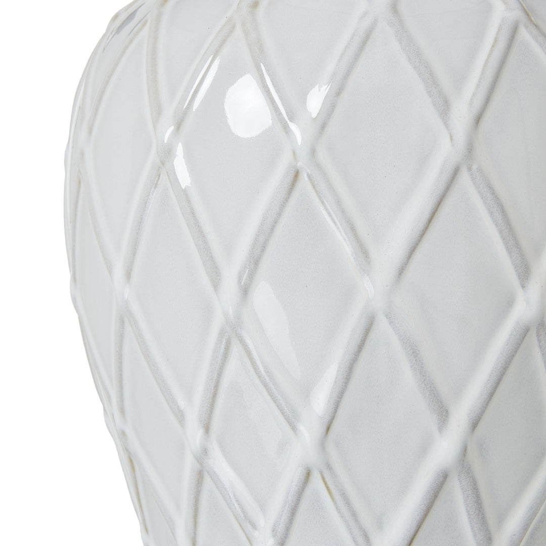 White Ceramic Ginger Jar Lamp with Linen Shade Hill 3